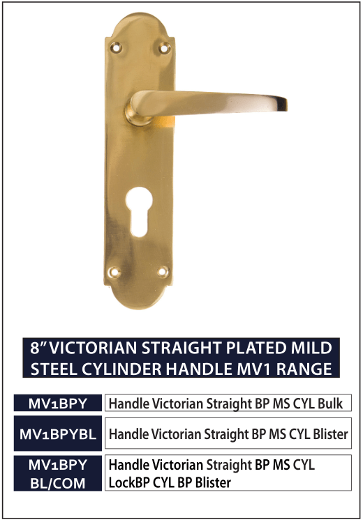 8” VICTORIAN STRAIGHT PLATED MILD STEEL CYLINDER HANDLE MV1 RANGE