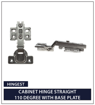 CABINET HINGE STRAIGHT 110 DEGREE WITH BASE PLATE