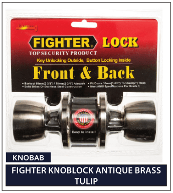 FIGHTER KNOBLOCK ANTIQUE BRASS TULIP