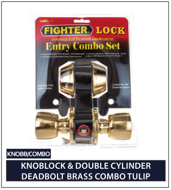 KNOCKBLOCK & DOUBLE CYLINDER DEADBOLT BRASS COMBO TULIP